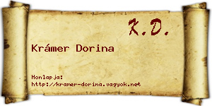 Krámer Dorina névjegykártya